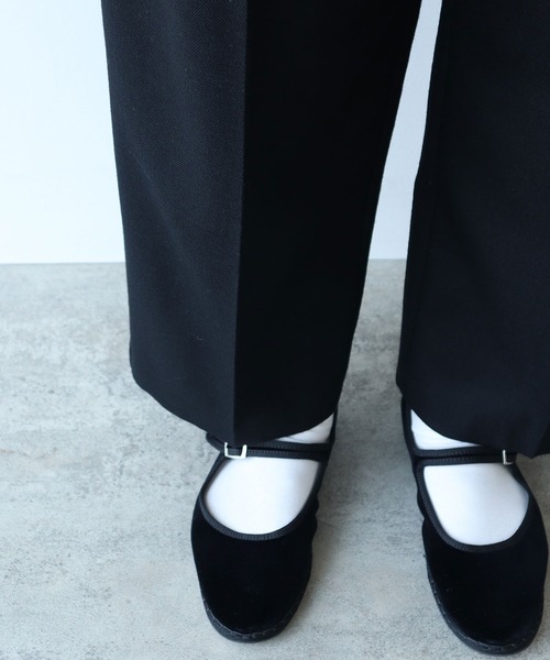 bulle de savon(ビュルデサボン)の「2/60 サキソニー ストレートパンツ(スラックス・レディース・ブラック/ダークブラウン・FREE)」の21枚目の写真