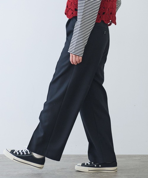 bulle de savon(ビュルデサボン)の「2/60 サキソニー ストレートパンツ(スラックス・レディース・ブラック/ダークブラウン・FREE)」の5枚目の写真