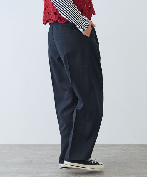 bulle de savon(ビュルデサボン)の「2/60 サキソニー ストレートパンツ(スラックス・レディース・ブラック/ダークブラウン・FREE)」の6枚目の写真