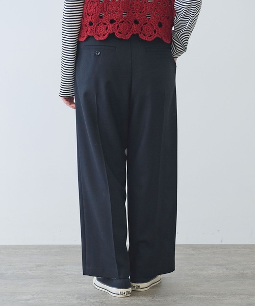 bulle de savon(ビュルデサボン)の「2/60 サキソニー ストレートパンツ(スラックス・レディース・ブラック/ダークブラウン・FREE)」の7枚目の写真