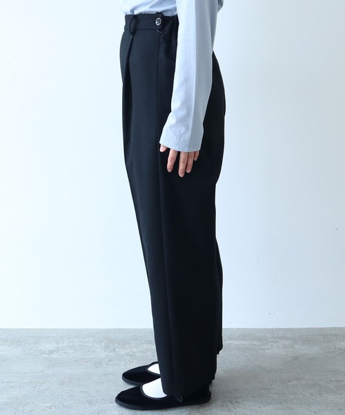 bulle de savon(ビュルデサボン)の「2/60 サキソニー ストレートパンツ(スラックス・レディース・ブラック/ダークブラウン・FREE)」の15枚目の写真