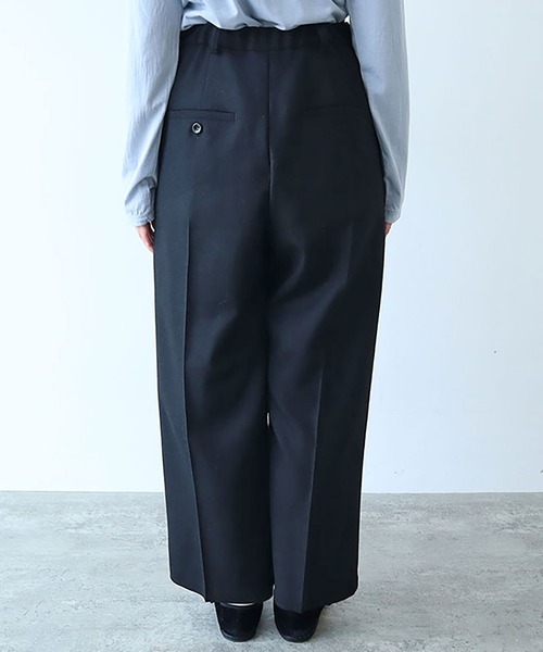 bulle de savon(ビュルデサボン)の「2/60 サキソニー ストレートパンツ(スラックス・レディース・ブラック/ダークブラウン・FREE)」の16枚目の写真