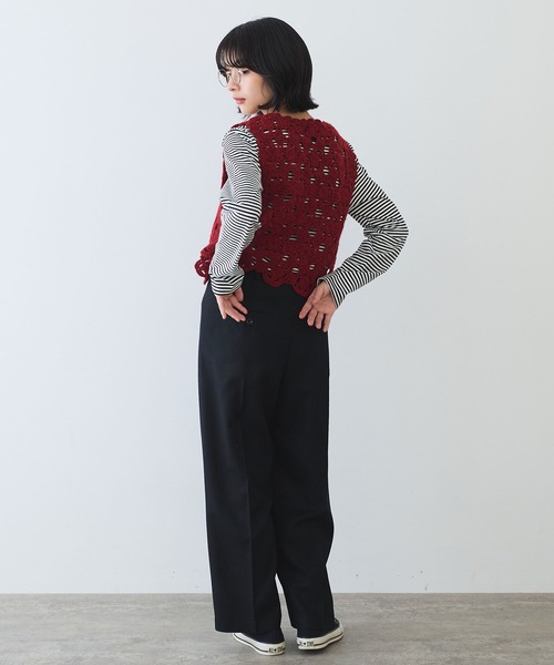 bulle de savon(ビュルデサボン)の「2/60 サキソニー ストレートパンツ(スラックス・レディース・ブラック/ダークブラウン・FREE)」の11枚目の写真