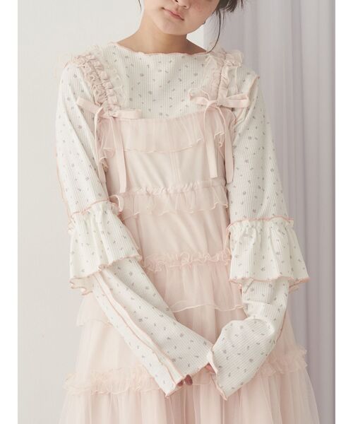 merry jenny（メリージェニー）の「flower waffleトップス（Tシャツ/カットソー・レディース・ピンク/ブルー・FREE）」の2枚目の写真