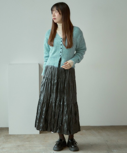 BLANK (ブランク)の「▲Metallic Washer Pleated Skirt / メタリックワッシャープリーツロングスカート(スカート・レディース・ブラウン/レッド/ブラック/カーキ・FREE)」の8枚目の写真