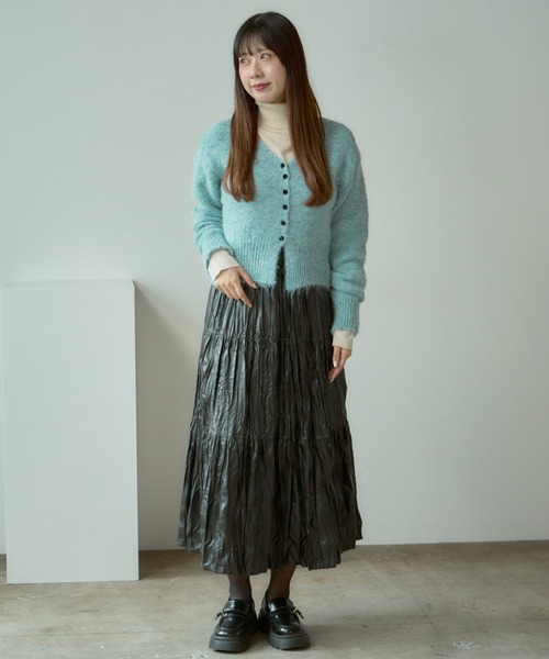 BLANK (ブランク)の「▲Metallic Washer Pleated Skirt / メタリックワッシャープリーツロングスカート(スカート・レディース・ブラウン/レッド/ブラック/カーキ・FREE)」の9枚目の写真