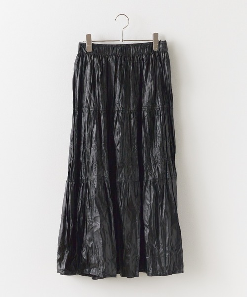 BLANK (ブランク)の「▲Metallic Washer Pleated Skirt / メタリックワッシャープリーツロングスカート(スカート・レディース・ブラウン/レッド/ブラック/カーキ・FREE)」の5枚目の写真