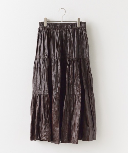 BLANK (ブランク)の「▲Metallic Washer Pleated Skirt / メタリックワッシャープリーツロングスカート(スカート・レディース・ブラウン/レッド/ブラック/カーキ・FREE)」の16枚目の写真