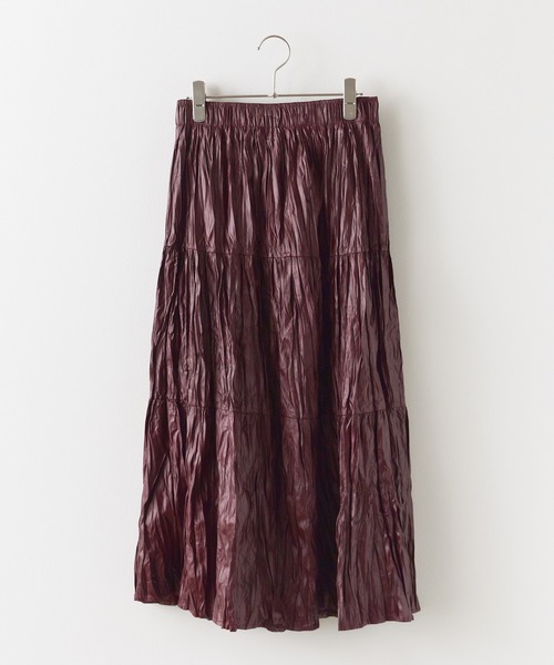BLANK (ブランク)の「▲Metallic Washer Pleated Skirt / メタリックワッシャープリーツロングスカート(スカート・レディース・ブラウン/レッド/ブラック/カーキ・FREE)」の21枚目の写真