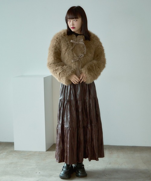BLANK (ブランク)の「▲Metallic Washer Pleated Skirt / メタリックワッシャープリーツロングスカート(スカート・レディース・ブラウン/レッド/ブラック/カーキ・FREE)」の20枚目の写真