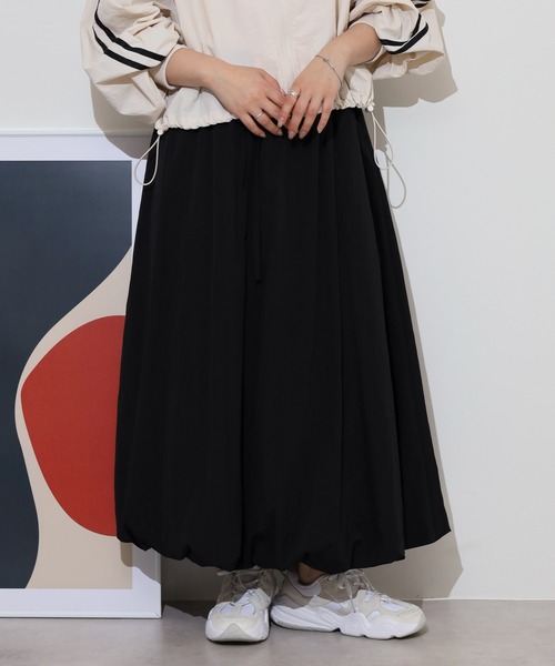 美品【EIKO KONDO】エイココンドウ 藍染風 レイヤード バルーンスカート セール】切り替えサテンライクバルーンスカート（スカート