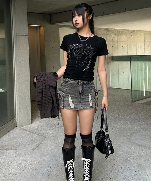 KsG（ケーエスジー）の「string cargo denim skirt（スカート・レディース・ブルー/ブラック/カーキ・SMALL/MEDIUM）」の9枚目の写真