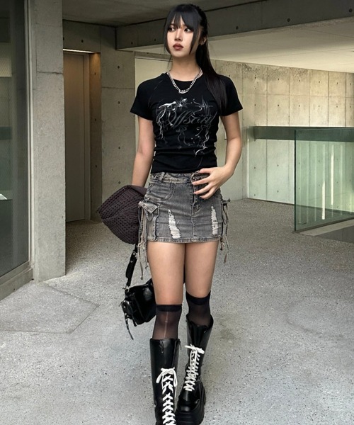 KsG（ケーエスジー）の「string cargo denim skirt（スカート・レディース・ブルー/ブラック/カーキ・SMALL/MEDIUM）」の11枚目の写真