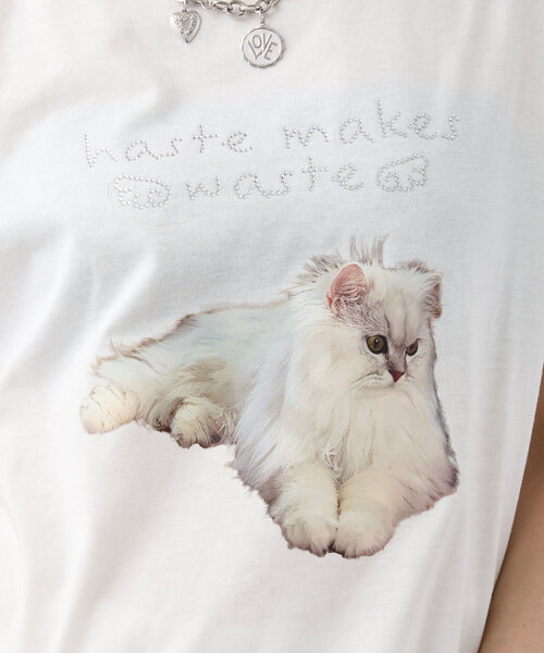Ｔ♡ セール】ラインストーンキャットロゴTee（Tシャツ/カットソー