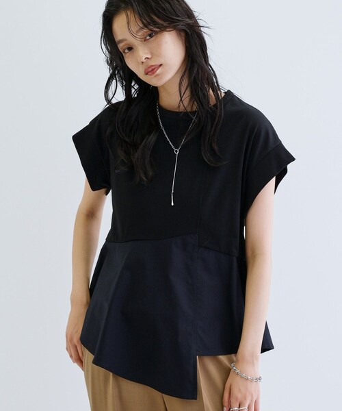シャルレ＊数量限定＊ペプラムカットソー＊EE716＊ブラック＊M シャルレ＊数量限定＊ペプラムカットソー＊EE716＊ブラック＊M