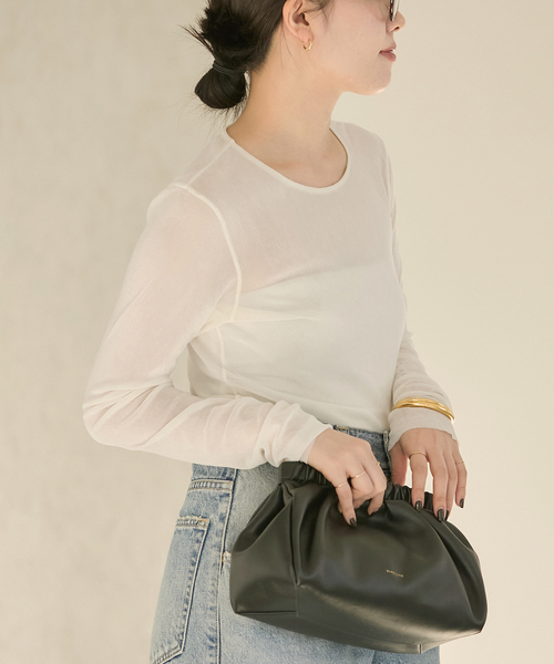 plage(プラージュ)の「《追加》Flocky Mesh ロンT(Tシャツ/カットソー・レディース・ベージュ系その他/ブラウン/ホワイト・FREE)」の6枚目の写真