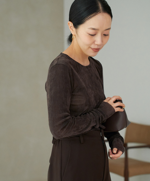 plage(プラージュ)の「《追加》Flocky Mesh ロンT(Tシャツ/カットソー・レディース・ベージュ系その他/ブラウン/ホワイト・FREE)」の12枚目の写真