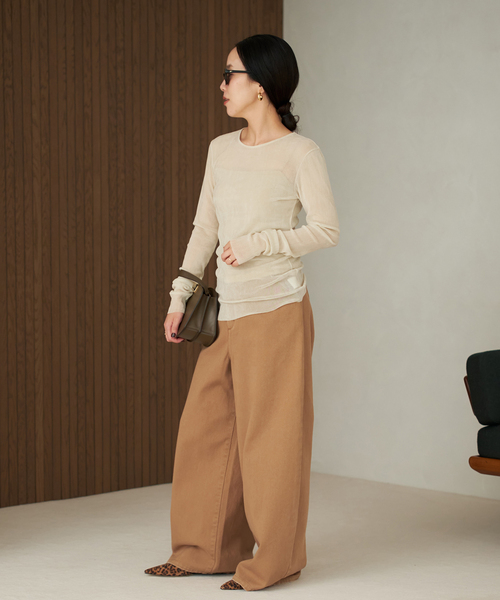 plage(プラージュ)の「《追加》Flocky Mesh ロンT(Tシャツ/カットソー・レディース・ベージュ系その他/ブラウン/ホワイト・FREE)」の15枚目の写真