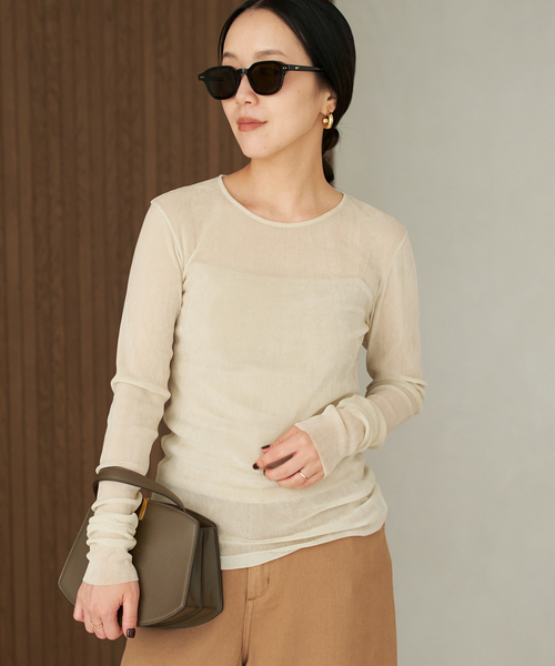 plage(プラージュ)の「《追加》Flocky Mesh ロンT(Tシャツ/カットソー・レディース・ベージュ系その他/ブラウン/ホワイト・FREE)」の16枚目の写真