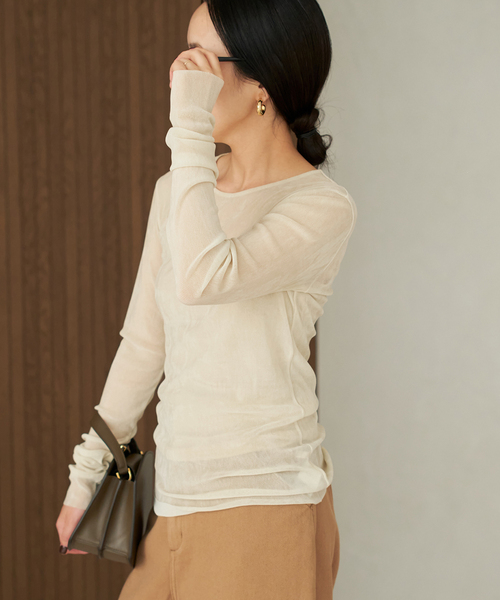 plage(プラージュ)の「《追加》Flocky Mesh ロンT(Tシャツ/カットソー・レディース・ベージュ系その他/ブラウン/ホワイト・FREE)」の18枚目の写真