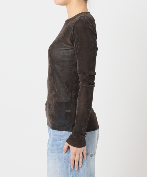【plage】Flocky MeshロンT ブラック plage tシャツ 「追加」Flocky Mesh ロンT レディース