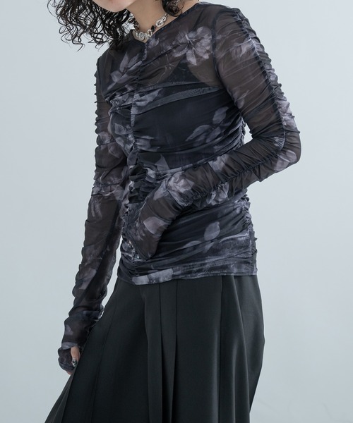 Ellno de Mavie(エルノデメヴィ)の「2WAYシャーリングシアーTOPS(Tシャツ/カットソー・レディース・ブルーグレー/イエロー系その他/ブラック・FREE)」の3枚目の写真