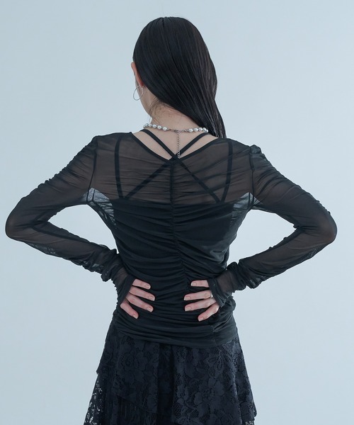 Ellno de Mavie(エルノデメヴィ)の「2WAYシャーリングシアーTOPS(Tシャツ/カットソー・レディース・ブルーグレー/イエロー系その他/ブラック・FREE)」の8枚目の写真