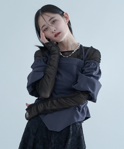 Ellno de Mavie(エルノデメヴィ)の「2WAYシャーリングシアーTOPS(Tシャツ/カットソー・レディース・ブルーグレー/イエロー系その他/ブラック・FREE)」の9枚目の写真
