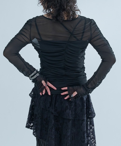 Ellno de Mavie(エルノデメヴィ)の「2WAYシャーリングシアーTOPS(Tシャツ/カットソー・レディース・ブルーグレー/イエロー系その他/ブラック・FREE)」の13枚目の写真