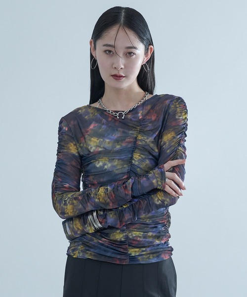 Ellno de Mavie(エルノデメヴィ)の「2WAYシャーリングシアーTOPS(Tシャツ/カットソー・レディース・ブルーグレー/イエロー系その他/ブラック・FREE)」の16枚目の写真