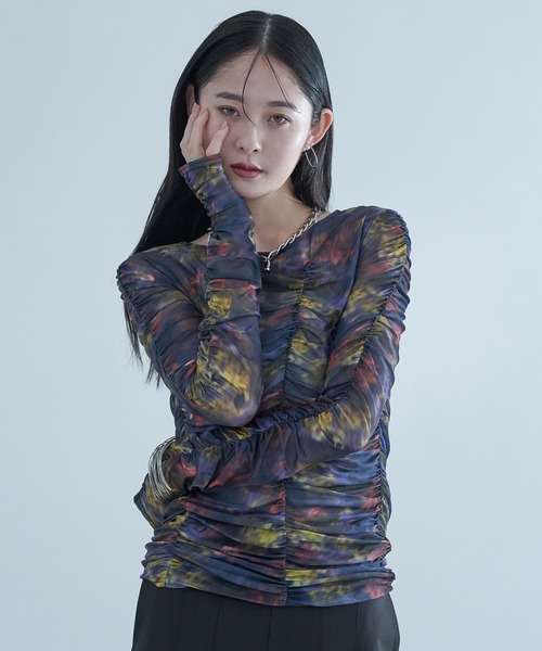 Ellno de Mavie(エルノデメヴィ)の「2WAYシャーリングシアーTOPS(Tシャツ/カットソー・レディース・ブルーグレー/イエロー系その他/ブラック・FREE)」の17枚目の写真