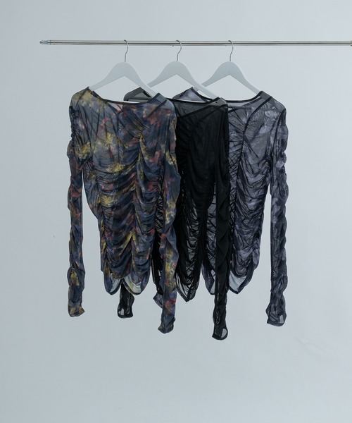Ellno de Mavie(エルノデメヴィ)の「2WAYシャーリングシアーTOPS(Tシャツ/カットソー・レディース・ブルーグレー/イエロー系その他/ブラック・FREE)」の4枚目の写真