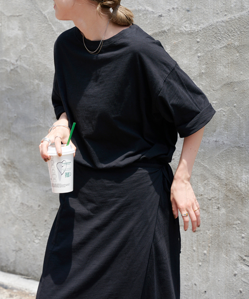 OUTDOOR PRODUCTS（アウトドアプロダクツ）の「スラブテンジクハーフスリーブ TEE セットアップ対応（Tシャツ/カットソー・レディース・ブラック/ホワイト/ブラウン・FREE）」の2枚目の写真