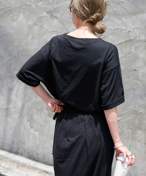 OUTDOOR PRODUCTS（アウトドアプロダクツ）の「スラブテンジクハーフスリーブ TEE セットアップ対応（Tシャツ/カットソー・レディース・ブラック/ホワイト/ブラウン・FREE）」の6枚目の写真