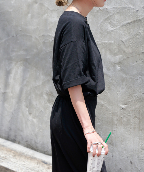 OUTDOOR PRODUCTS（アウトドアプロダクツ）の「スラブテンジクハーフスリーブ TEE セットアップ対応（Tシャツ/カットソー・レディース・ブラック/ホワイト/ブラウン・FREE）」の7枚目の写真