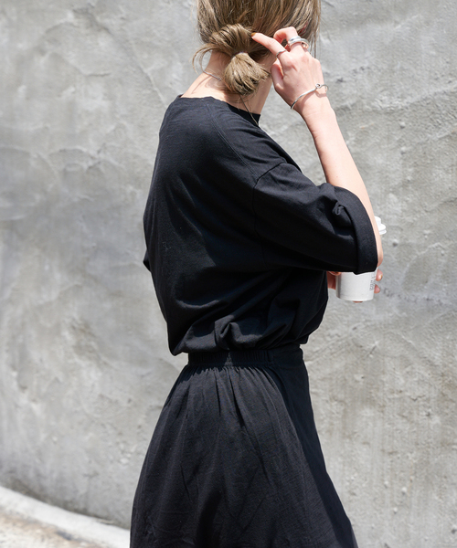 OUTDOOR PRODUCTS（アウトドアプロダクツ）の「スラブテンジクハーフスリーブ TEE セットアップ対応（Tシャツ/カットソー・レディース・ブラック/ホワイト/ブラウン・FREE）」の8枚目の写真