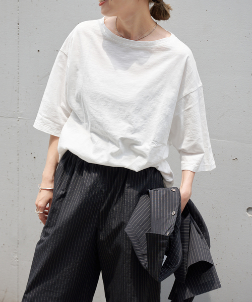 OUTDOOR PRODUCTS（アウトドアプロダクツ）の「スラブテンジクハーフスリーブ TEE セットアップ対応（Tシャツ/カットソー・レディース・ブラック/ホワイト/ブラウン・FREE）」の13枚目の写真