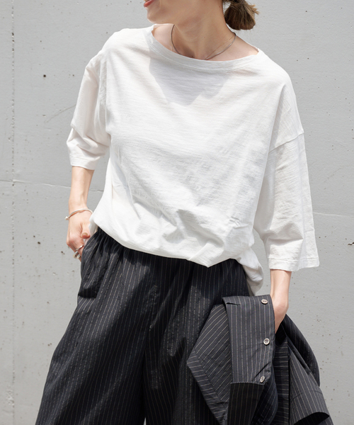 OUTDOOR PRODUCTS（アウトドアプロダクツ）の「スラブテンジクハーフスリーブ TEE セットアップ対応（Tシャツ/カットソー・レディース・ブラック/ホワイト/ブラウン・FREE）」の14枚目の写真