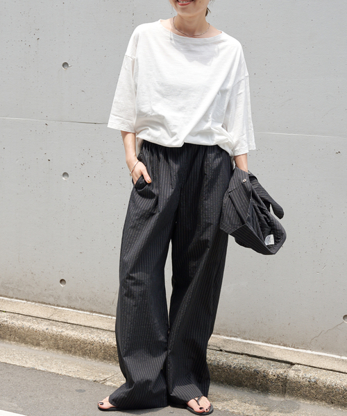 OUTDOOR PRODUCTS（アウトドアプロダクツ）の「スラブテンジクハーフスリーブ TEE セットアップ対応（Tシャツ/カットソー・レディース・ブラック/ホワイト/ブラウン・FREE）」の18枚目の写真