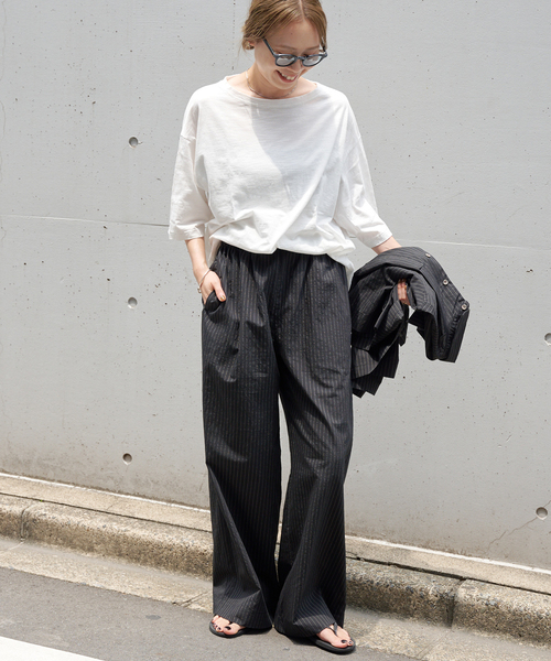 OUTDOOR PRODUCTS（アウトドアプロダクツ）の「スラブテンジクハーフスリーブ TEE セットアップ対応（Tシャツ/カットソー・レディース・ブラック/ホワイト/ブラウン・FREE）」の22枚目の写真