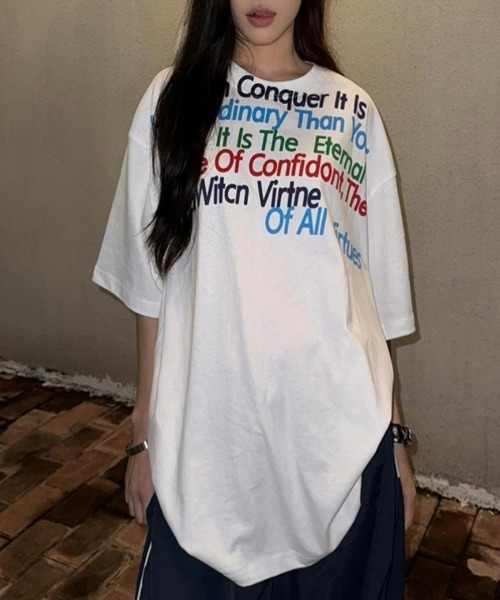 NEW GENTLEMAN（ニュージェントルマン）の「カラーズメッセ オーバーサイズT（Tシャツ/カットソー・メンズ・ベージュ/ホワイト/グレー・M/L/XL）」の4枚目の写真