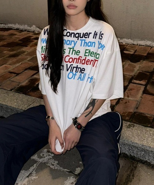 NEW GENTLEMAN（ニュージェントルマン）の「カラーズメッセ オーバーサイズT（Tシャツ/カットソー・メンズ・ベージュ/ホワイト/グレー・M/L/XL）」の5枚目の写真