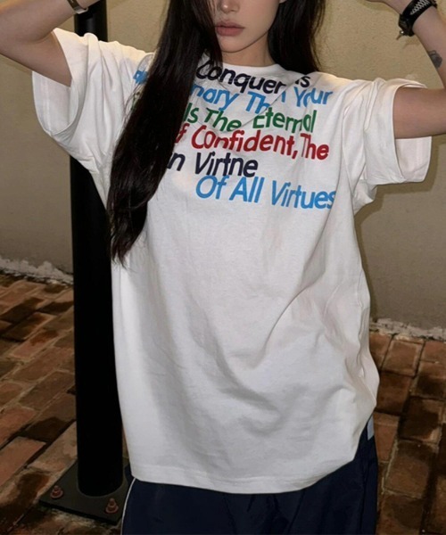 NEW GENTLEMAN（ニュージェントルマン）の「カラーズメッセ オーバーサイズT（Tシャツ/カットソー・メンズ・ベージュ/ホワイト/グレー・M/L/XL）」の6枚目の写真