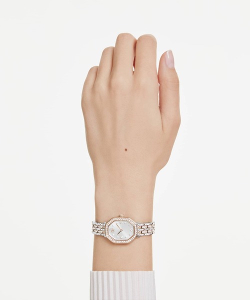 SWAROVSKI(スワロフスキー)の「【公式】【スワロフスキー】Dextera octagon ウォッチ, スイス製, メタルブレスレット, シルバー系, ローズゴールドトーン仕上げ(アナログ腕時計・レディース・シルバー系・ONESIZE)」の8枚目の写真