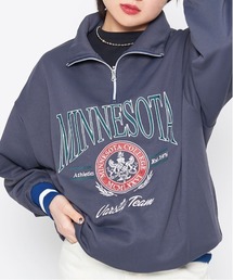 【spiritoso】MINNESOTAハーフジップビッグスウェットトレーナー
