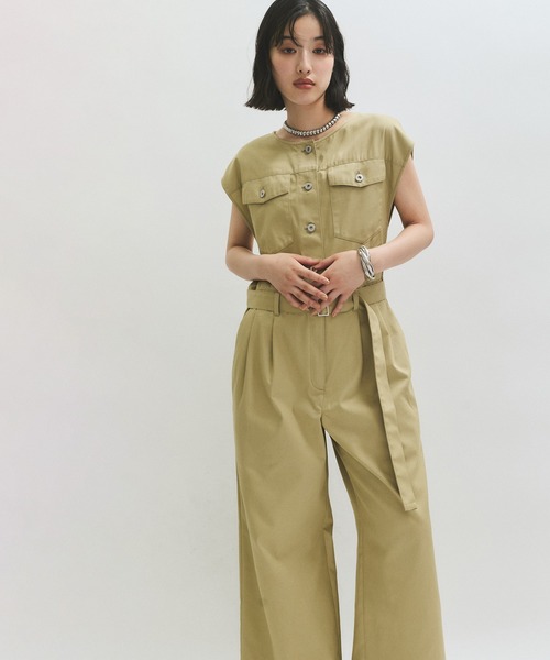 slow様アダムエロペ　クロスミリタリーオールインワン　ネイビー　新品　38 ADAM ET ROPÉ FEMME(アダム エ ロペ ファム) / ピグメントクロス