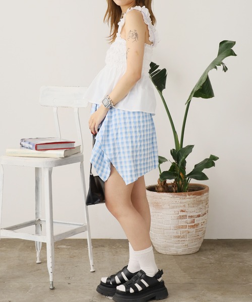 ROOPTOKYO(ループトウキョウ)の「Ruffle Shirring Cami Top / フリルシャーリング キャミトップス 秋物 秋服 2026年秋冬(キャミソール・レディース・ホワイト/グリーン/ネイビー・FREE)」の7枚目の写真