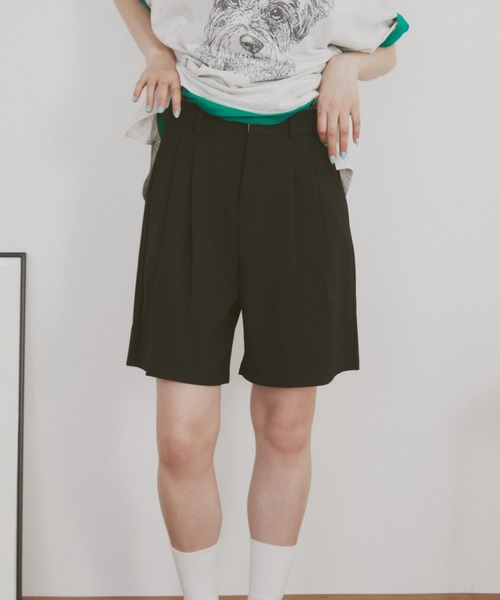 MERLOT（メルロー）の「タックハーフスラックス（スラックス・レディース・ブラック/チャコールグレー・FREE）」の5枚目の写真