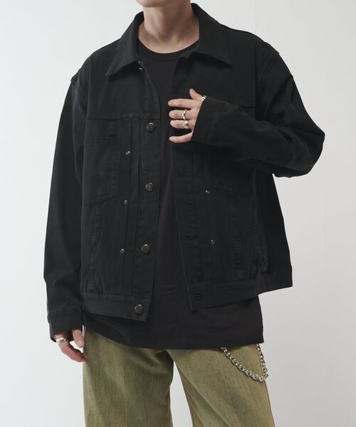 Lui's(ルイス)の「ストレッチBIGデニムトラッカージャケット(ブルゾン・メンズ・グレー/ブラック・S/M)」の19枚目の写真