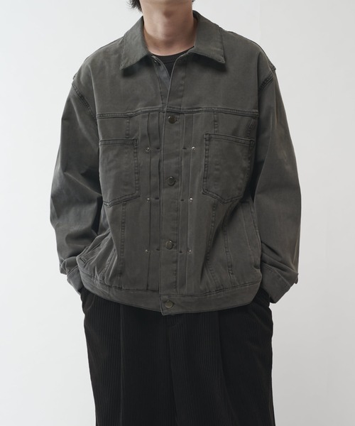 Lui's(ルイス)の「ストレッチBIGデニムトラッカージャケット(ブルゾン・メンズ・グレー/ブラック・S/M)」の2枚目の写真